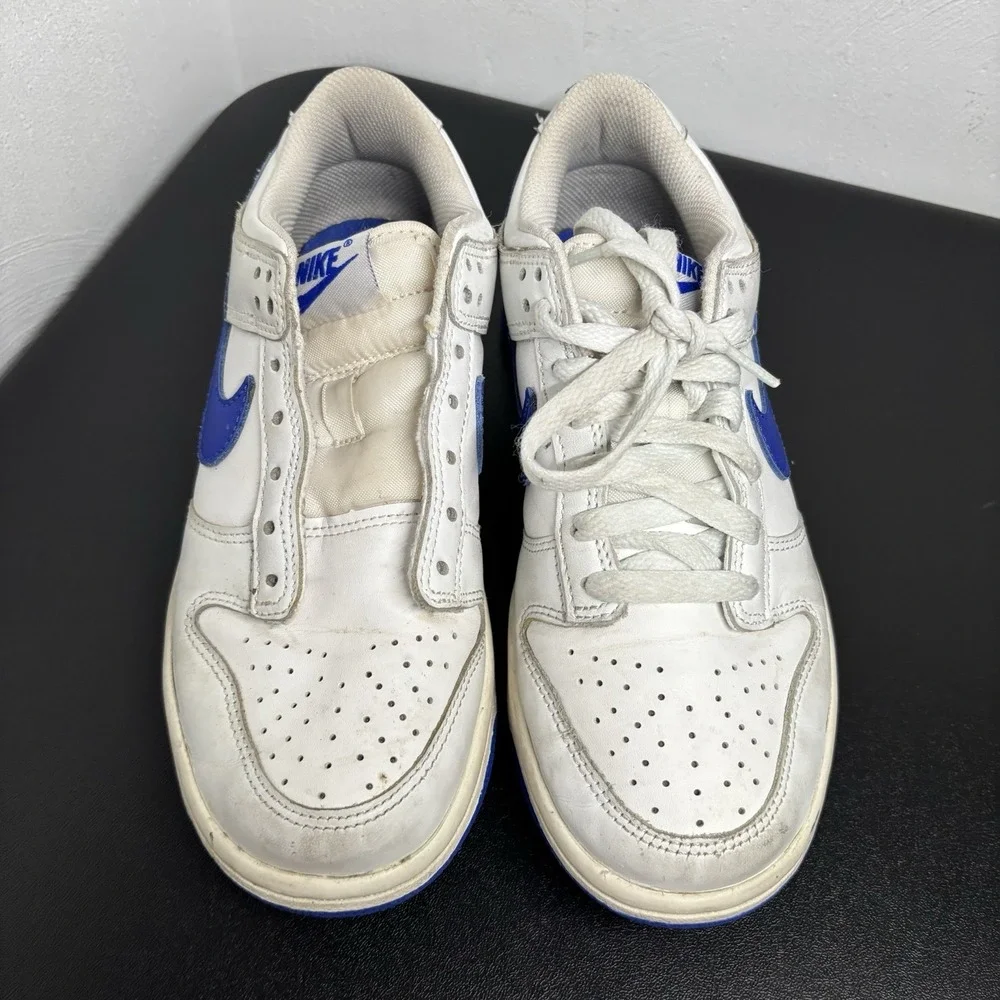 *Nike DUNK Low White Royal Blue Kids Shoes GS 5Y/6.5 Women's DH9765-105 Sneakers
